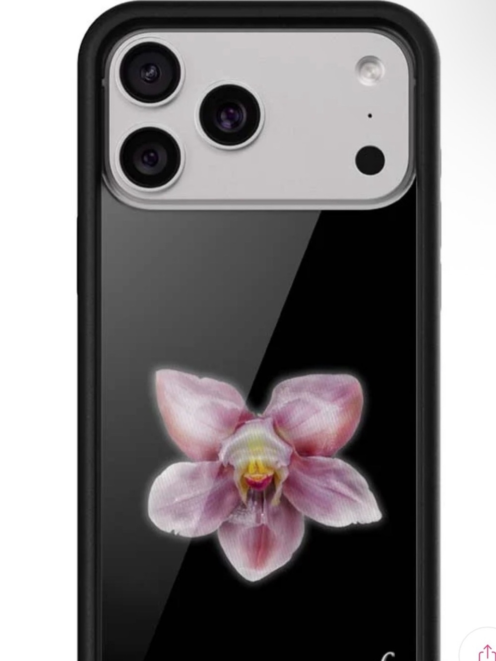 Black phone case with orchid